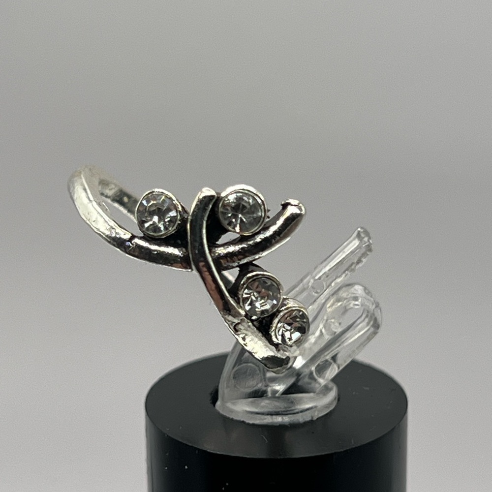 Brand New Silver Ring with 4 Cubic Zirconia Gemstones